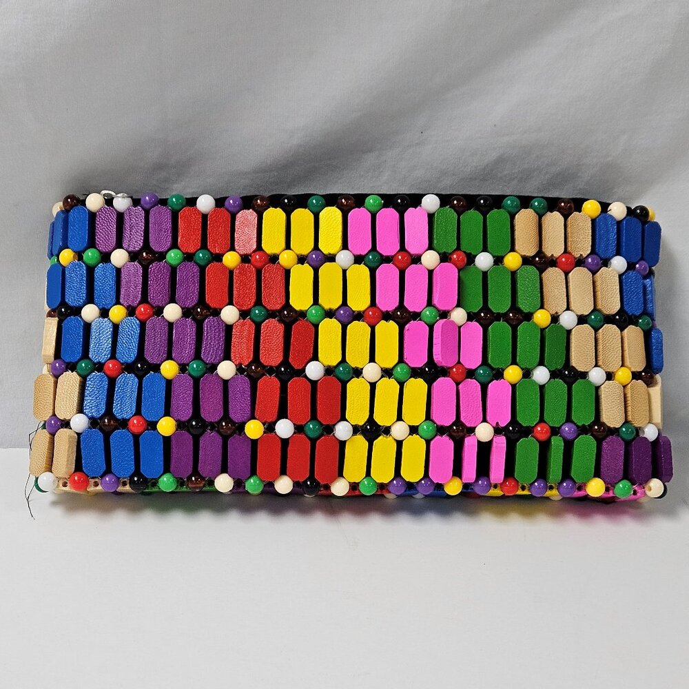 Raincow Clutch Wood Beaded Bag